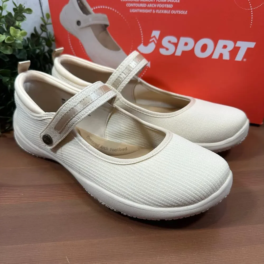 J Sport Women's Melody Mary‎ Jane Cream Shoes Size 7.5